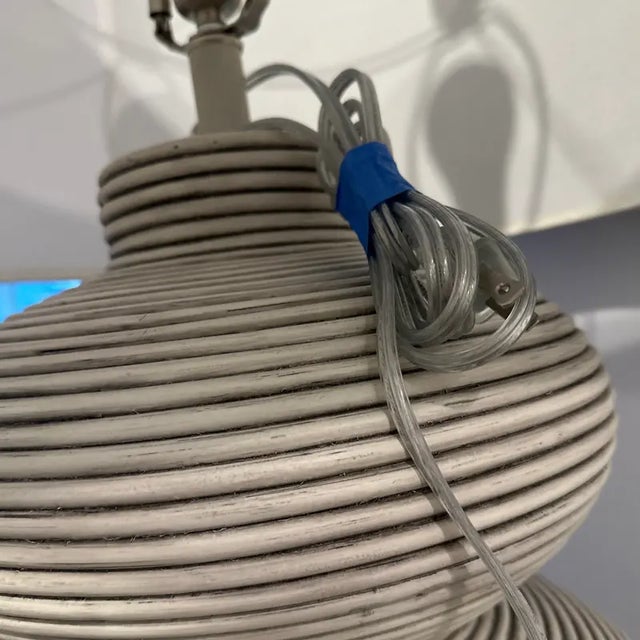 2020s Palecek Hewitt Table Lamp Tall Whitewash Rattan For Sale - Image 5 of 7