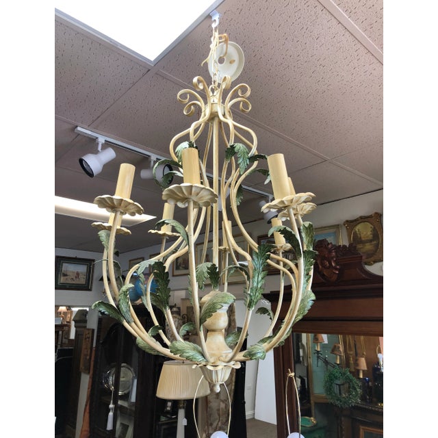 Quite large painted iron chandelier. Off white and green. Italian. Feel free to ask questions. Do not hesitate to make me...