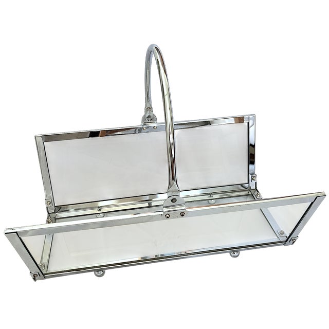 Danny Alessandro Chrome & Glass Fireplace Log Holder / Magazine Rack, Italy, 1970s For Sale In Jacksonville, FL - Image 6 of 13