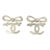 Chanel Light Gold Ribbon Bow CC Clip on Earrings, A Pair For Sale