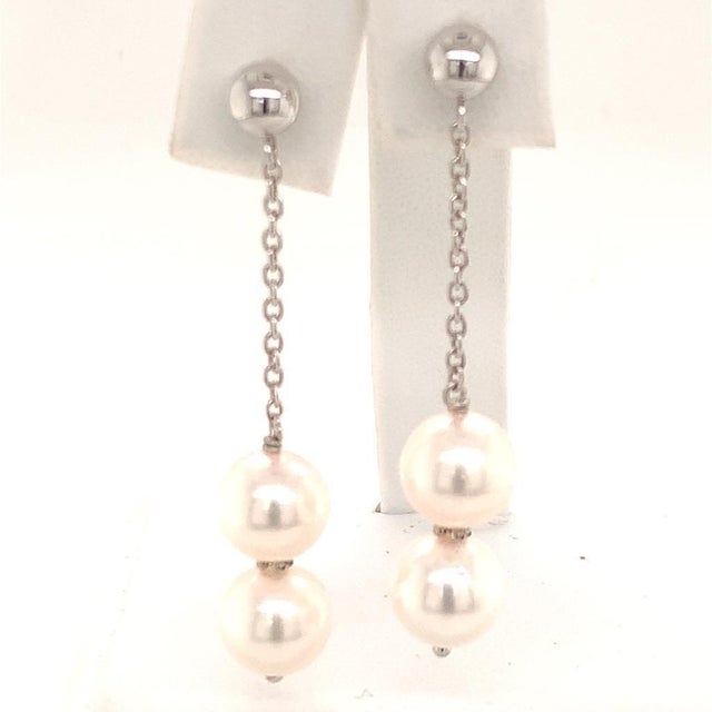 Akoya Pearl Earrings 14k White Gold Certified For Sale In New York - Image 6 of 13