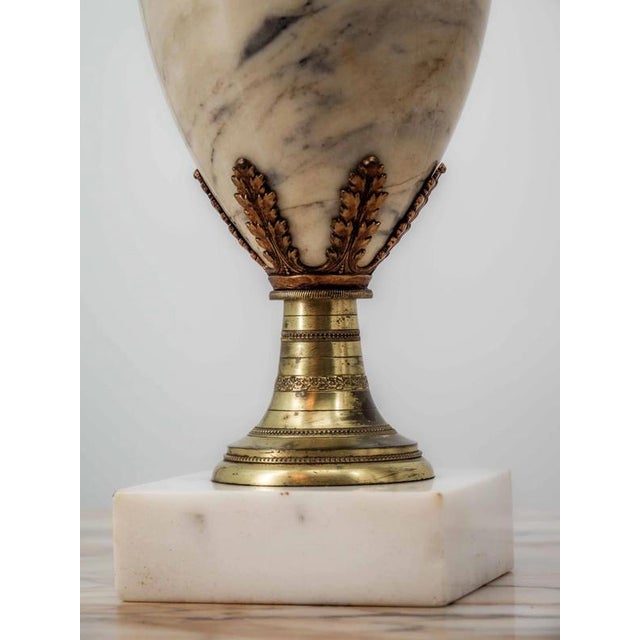Metal Marble Cassolettes Vases, Set of 2 For Sale - Image 7 of 8