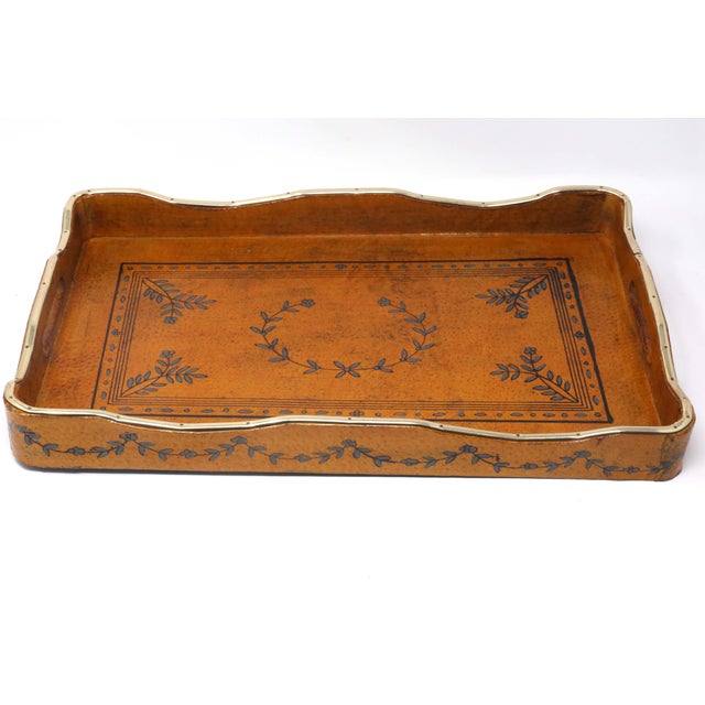 Vintage Leather, Wood and Metal Decorative Trays a Pair Chairish