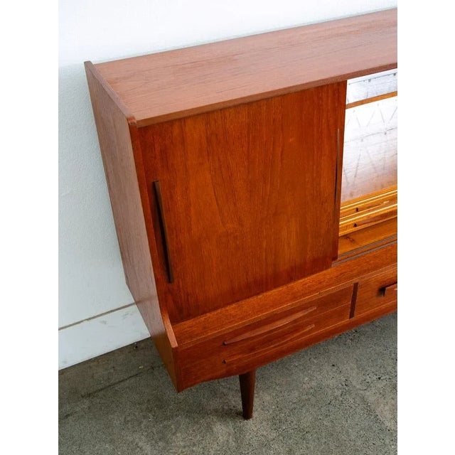 1960s Mid Century Danish Modern Credenza Highboard Teak Wood 9 Drawers Bar Denmark For Sale - Image 11 of 12