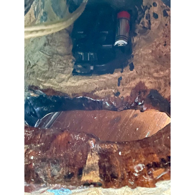 Mid 20th Century Adirondack Cabin Rustic Style Handmade Burl Wood Table Lamp Bark Clock Lacquered For Sale - Image 11 of 12