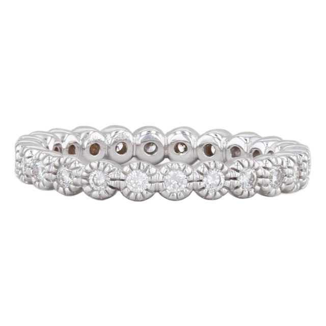 New 0.30ctw Diamond Eternity Ring 18k Gold Stackable Anniversary Band Spark, Size 6 For Sale