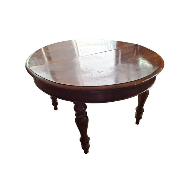Antique Round Extendable Table in Wood, 1850 For Sale - Image 4 of 11