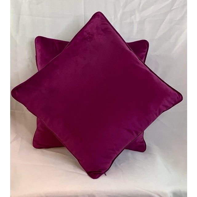 Contemporary Italian Boysenberry Purple Velvet Pillows - A Pair For Sale - Image 4 of 6