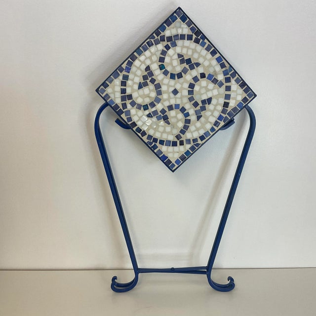 1980s Vintage Outdoor Garden Mosaic Tile Drinks Table, Newly Painted For Sale - Image 6 of 9