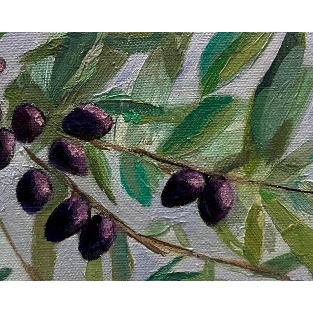 Impressionist "Olive Sky" Contemporary Impressionist Still Life of Olive Branches in Blue and Purple by Mill Valley Artist Mary Anne McKernie For Sale - Image 3 of 7
