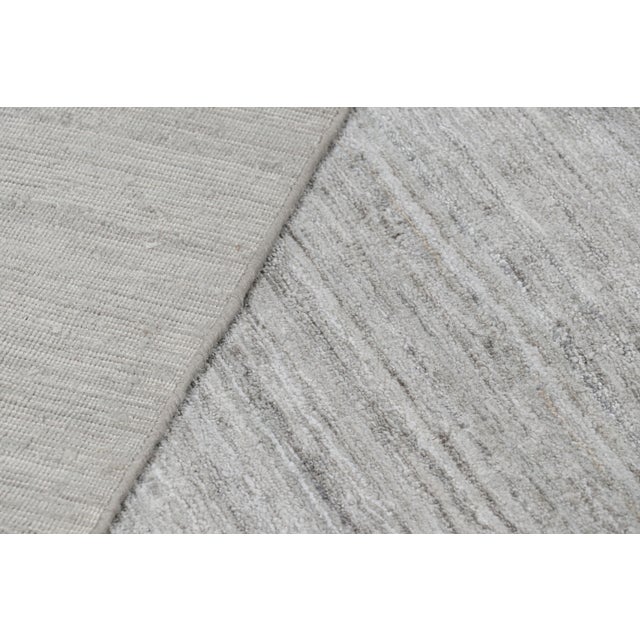 Off-white Rug & Kilim’s Oversized Textural Rug in Solid Gray and Off-White Striae For Sale - Image 8 of 8