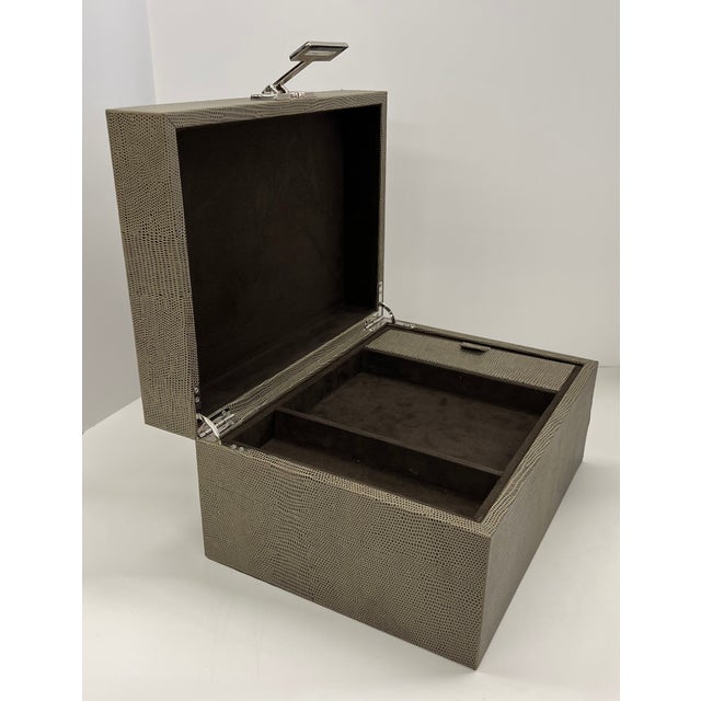 Authentic Ethan Allen Faux Reptile Leather Jewelry Box For Sale In Detroit - Image 6 of 9