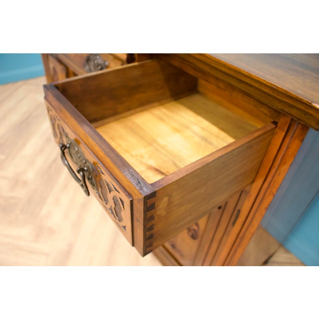 Wood Antique Art Nouveau Walnut Sideboard, 1900s For Sale - Image 7 of 11