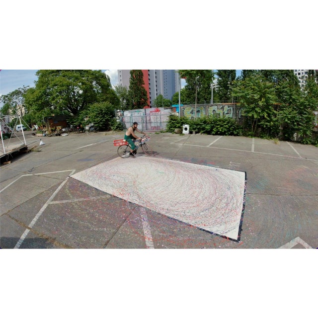 Abstract "Hermannstrasse S41" Performance Art Bike Painting by Simon Findlay For Sale - Image 3 of 12