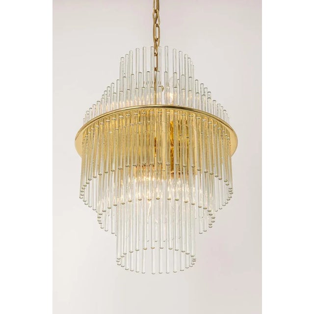 Petite Crystal Glass Rod Pendant Light, Germany, 1970s For Sale - Image 9 of 12