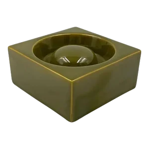 Mid-Century Green Ceramic Ashtray, Sicart Italy 1969