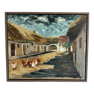 French Countryside Oil Painting Floating in Frame