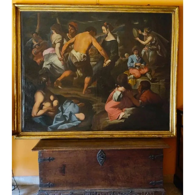 17th Century After Francesco Guarini, Country Scene with Musicians, 1680, Oil on Canvas, Framed For Sale - Image 5 of 13