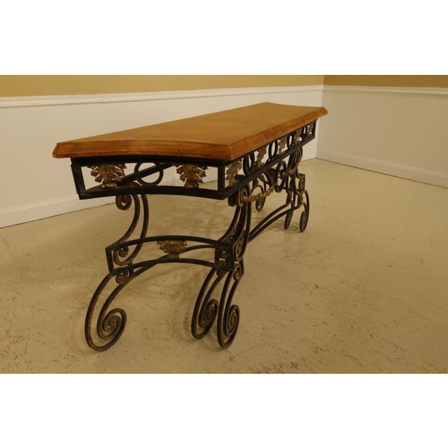 Wrought Iron Base Console Table with Maple Top Chairish