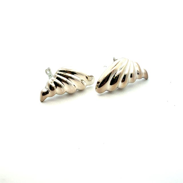 Late 20th Century Late 20th Century Tiffany & Co Puffed Omega Back Wing Earrings Non Pierced Sterling Silver Estate, A Pair For Sale - Image 5 of 8
