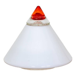 White and Red Glass Table Lamp by Leucos, Italy, 1960s For Sale