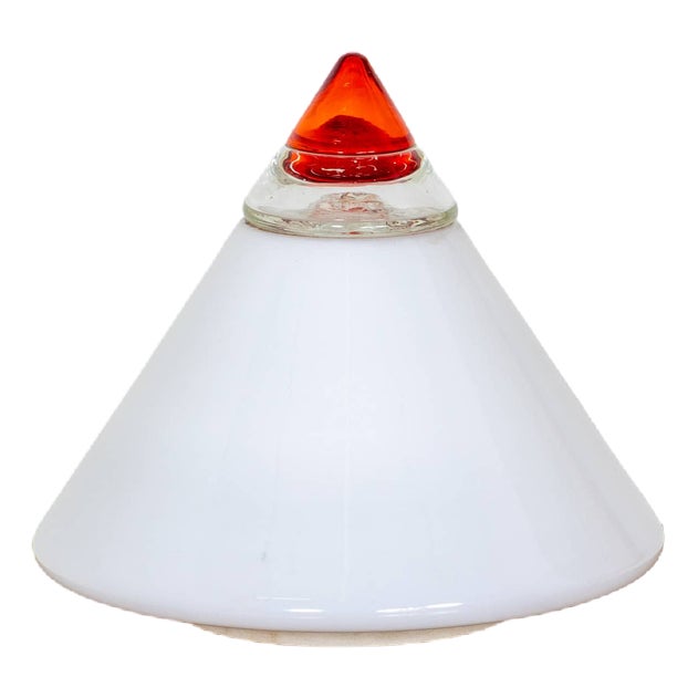 White and Red Glass Table Lamp by Leucos, Italy, 1960s For Sale