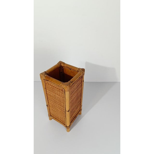 Mid-Century Modern Umbrella Stand in Bamboo, Cane and Rattan Webbing, Italy, 1970s For Sale - Image 4 of 15