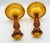 1960s Brockway Indiana Glass Large Tiara Amber Sandwich Candlesticks 9" Set For Sale In Palm Springs - Image 6 of 7