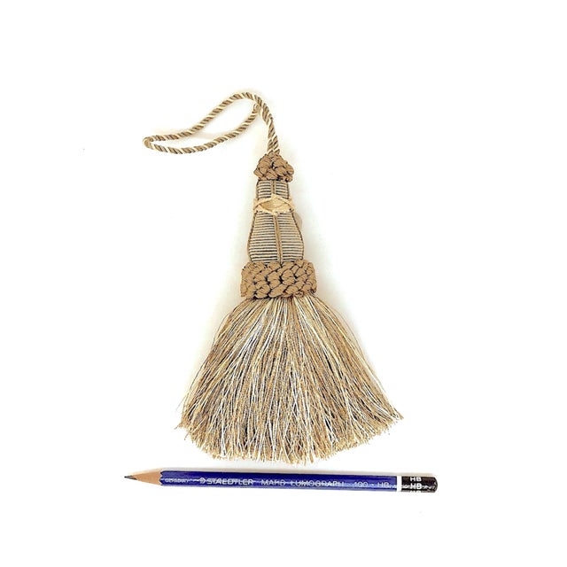 Sage Green Key Tassels With Looped Ruche - a Pair For Sale - Image 10 of 12