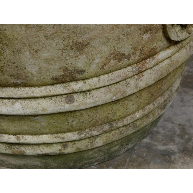 Stone Vintage Pair of Mid-Century Cast Stone Planters with Rosette Motifs For Sale - Image 7 of 11
