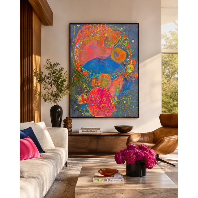 Hot Pink Celestial Circuits - Fran Bull, C. 1990s For Sale - Image 8 of 8