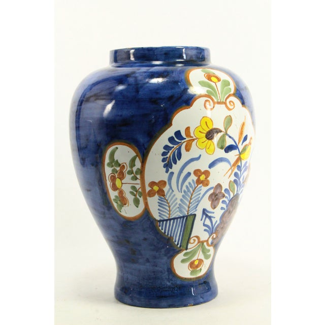 Ceramic Circa 1764 Delft Vase Blue With Flowers, Marked De Romeyn Petrus Van Meerum For Sale - Image 7 of 18