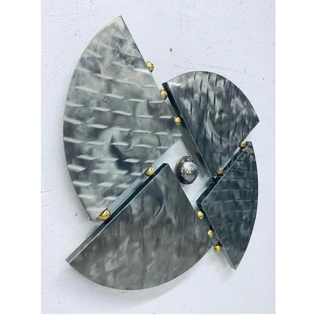 Motivated Seller: 1990s Brutalist Steel and Brass Wall Sculpture Attributed to Curtis Jere For Sale - Image 10 of 12