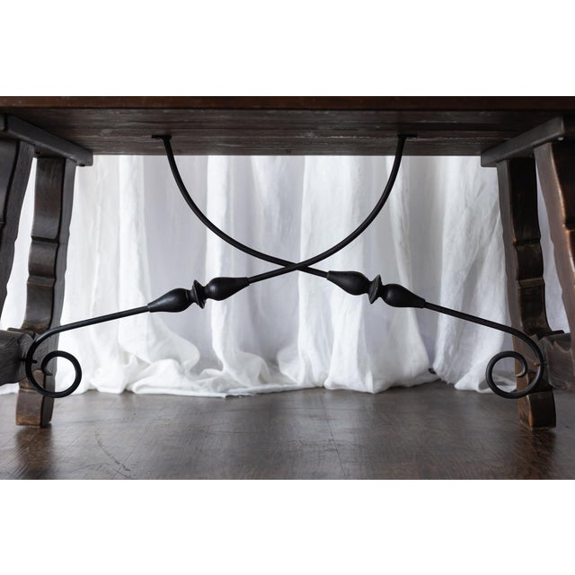 Metal Lyre Leg Catalan Style Trestle Table - From France Late 1800s For Sale - Image 7 of 18