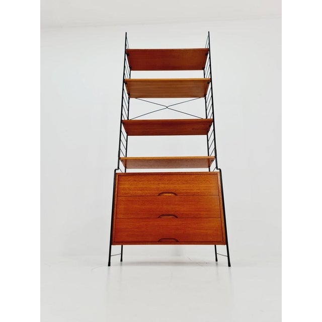 Brown Free-Standing String Shelf-System with Cabinet in Teak from WHB Germany, 1950s For Sale - Image 8 of 11