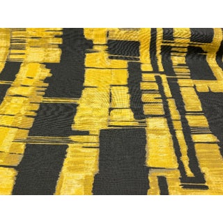 Jim Thompson Watercolor Wash Black Yellow Citrine Abstract Linen Upholstery Drapery Fabric For Sale