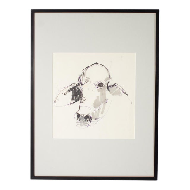 Marker Drawing of a Cow. By James L. Bruch For Sale