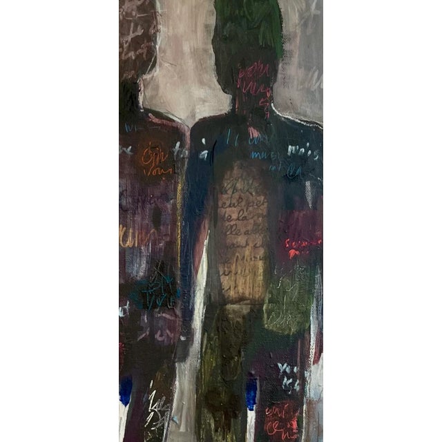 Original Male Figurative Painting Mid Century Modern "Loves Silent Poetry" Framed For Sale - Image 4 of 9