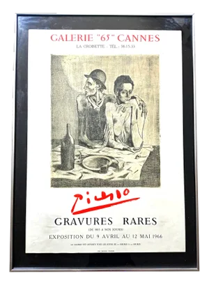 Pablo Picasso, Gravures, Cannes, 1965, Lithographic Poster, Framed