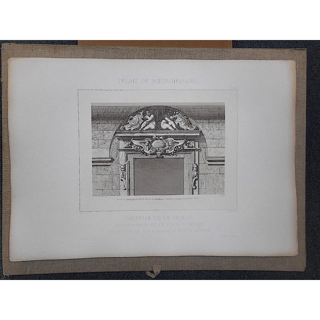 Illustration Large Antique Architectural Engraving-Palais de Fontainebleau-Architectural Details For Sale - Image 3 of 3