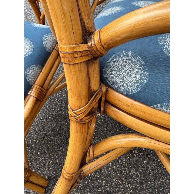 Wood 1970s Rattan Dining Set With Sculptural Twisted Base and Round Glass Top & 8 Dining Chairs For Sale - Image 7 of 12