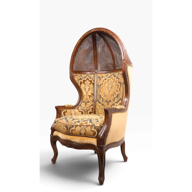 Stylish Ballon, Canopy, Porter chair, made by Taylor King. The chair features a caned top, decorative interior fabric...