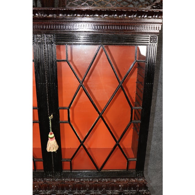 Dragon Carved 1900's English Chinese Chippendale Style English Mahogany Vitrine For Sale - Image 11 of 11