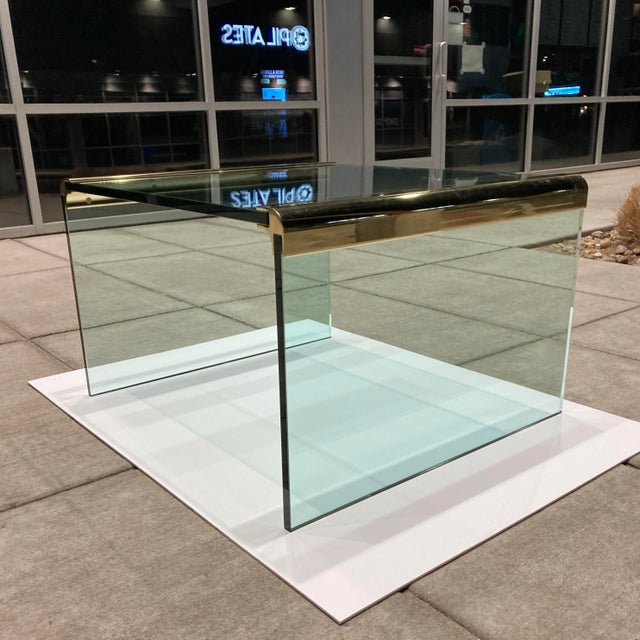 Postmodern Waterfall Coffee Table Leon Rosen for Pace Collection For Sale - Image 3 of 12