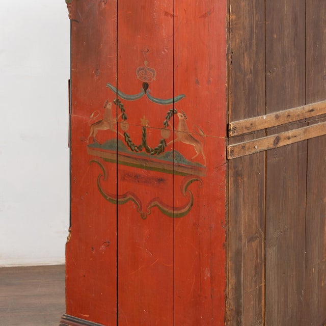 19th Century Original Red-Painted Danish Pine Chest of Five Drawers For Sale - Image 4 of 17