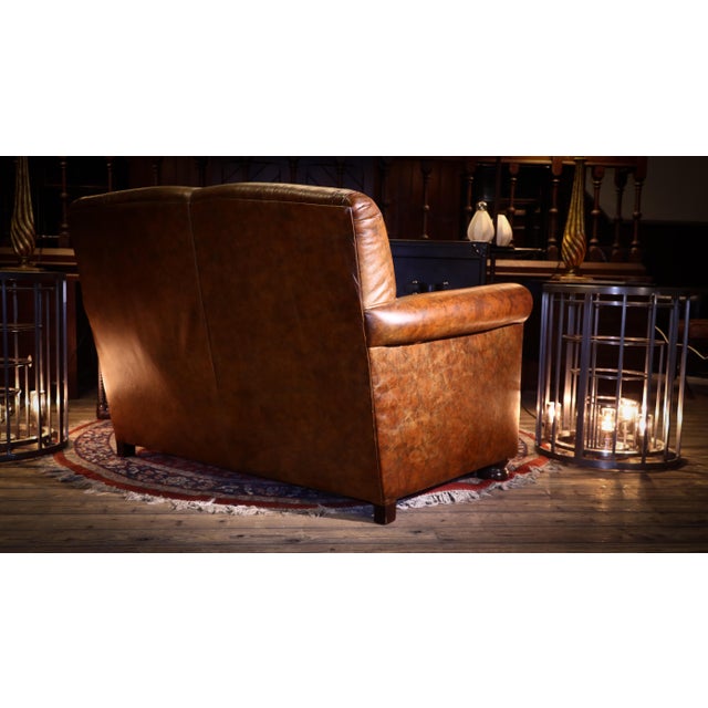 Small Prince 2-Seater Club Sofa in Brompton Tan Leather from Tetrad, 2010s For Sale - Image 10 of 18