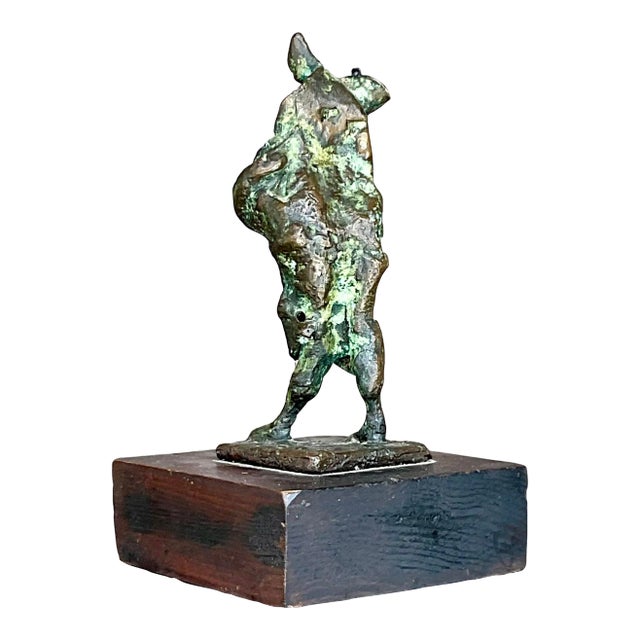 Vintage Boho Abstract Bronze Sculpture For Sale