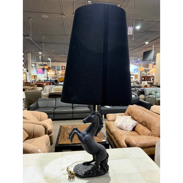 Figurative Contemporary Villari Black "Rampart" Table Lamp With Shade For Sale - Image 3 of 8