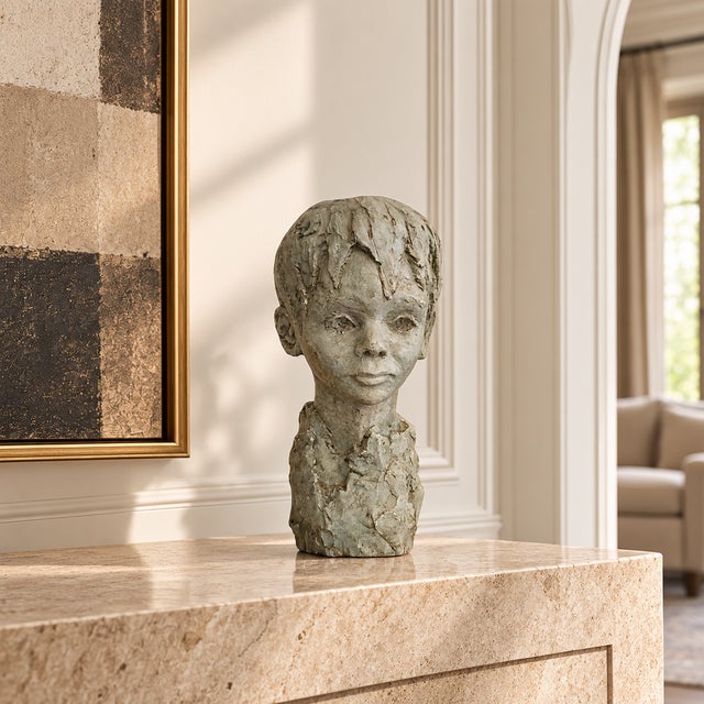 Striking 1960s modernist figural bust attributed to American sculptor Barbara Cranford. The substantial plaster sculpture...
