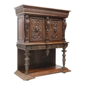1800's Antique French Renaissance Revival, Carved Oak, Shelf, Drawers, Cupboard!